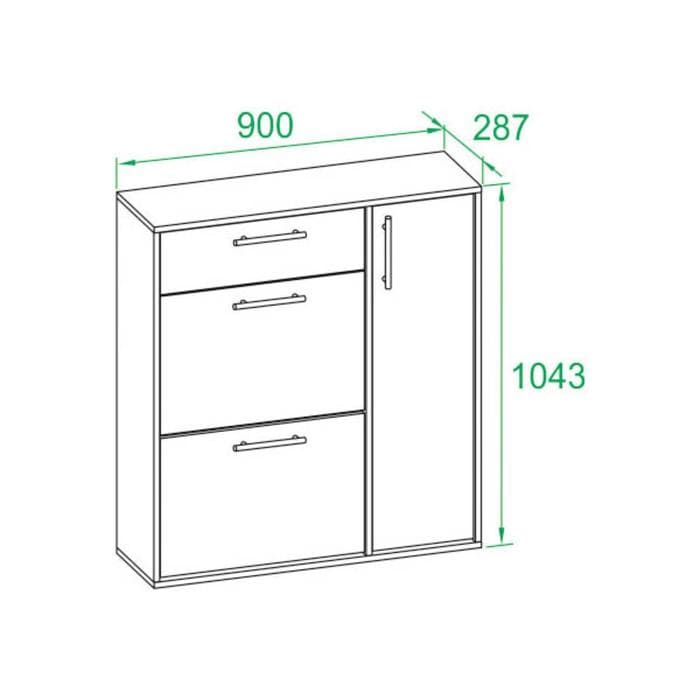 Обувница закрытая «СОКОЛ. ТП-4», 900×287×1043 мм, цвет дуб сонома/белый