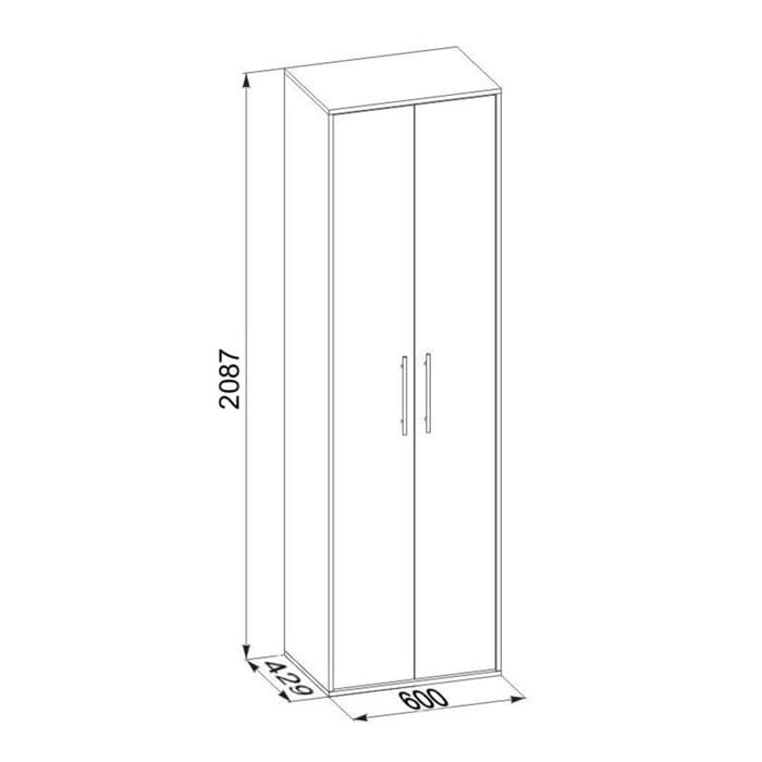 Шкаф распашной «СОКОЛ. ШО-1», 600×429×2087 мм, цвет дуб сонома/белый