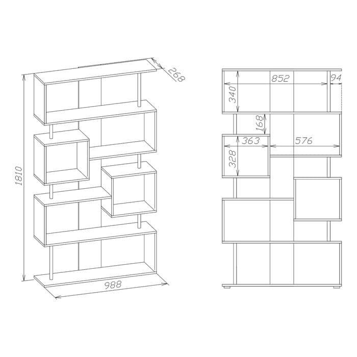 Стеллаж открытый напольный «СОКОЛ. СТ-2», 988×268×1810 мм, цвет белый