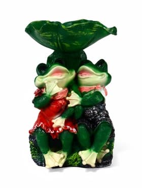 Садовая фигура - поилка из полистоуна «Лягушки на камне», 20×17×29 см