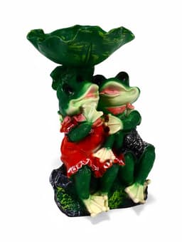 Садовая фигура - поилка из полистоуна «Лягушки на камне», 20×17×29 см