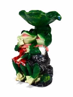 Садовая фигура - поилка из полистоуна «Лягушки на камне», 20×17×29 см