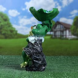 Садовая фигура - поилка из полистоуна «Лягушки на камне», 20×17×29 см