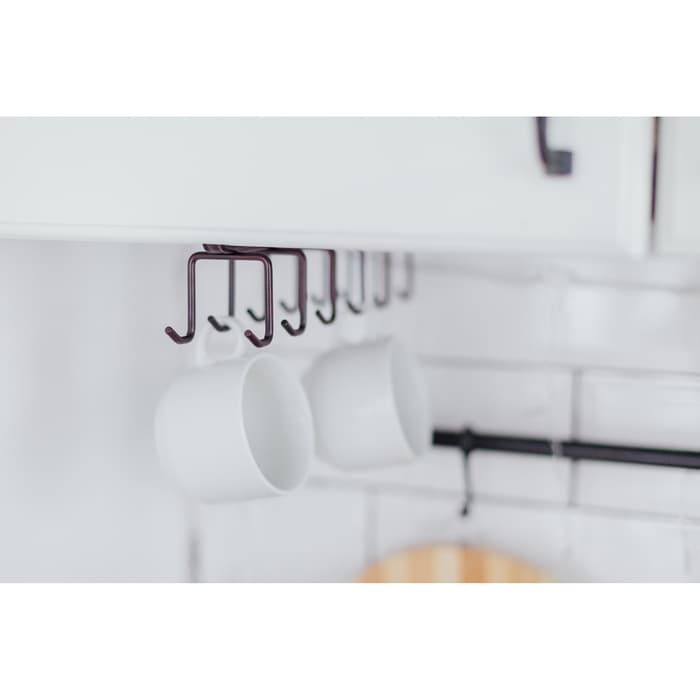 Держатель для кружек подвесной Доляна, на 12 предметов, 27×5×7.5 см, коричневый