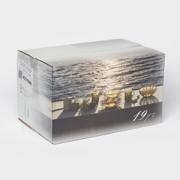 Набор столовый Alta Marea, 19 предметов, стекло, коричневый