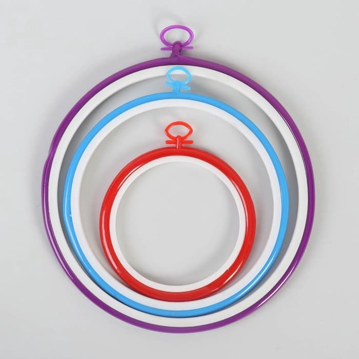 Пяльцы для вышивания с подвесом, d=12/17/21 см, 3 шт., разноцветные