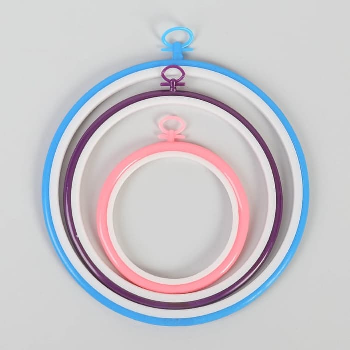 Пяльцы для вышивания с подвесом, d=12/17/21 см, 3 шт., разноцветные