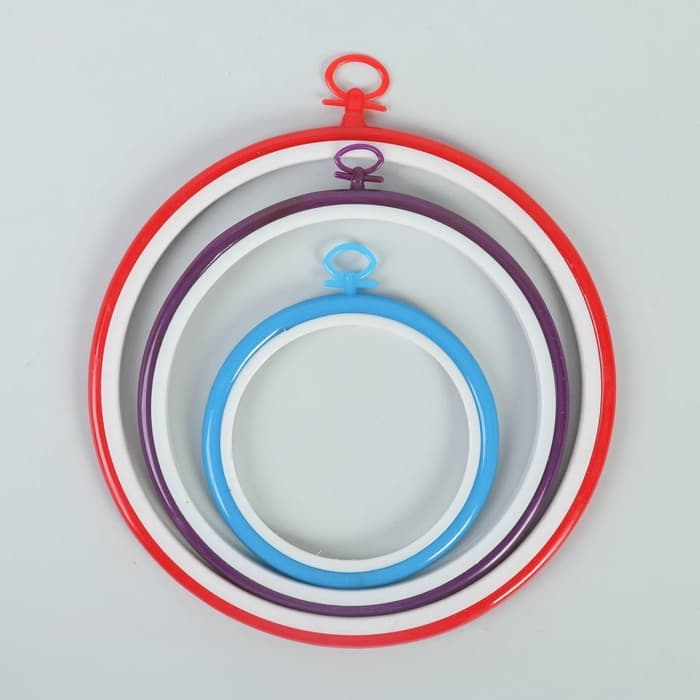 Пяльцы для вышивания с подвесом, d=12/17/21 см, 3 шт., разноцветные