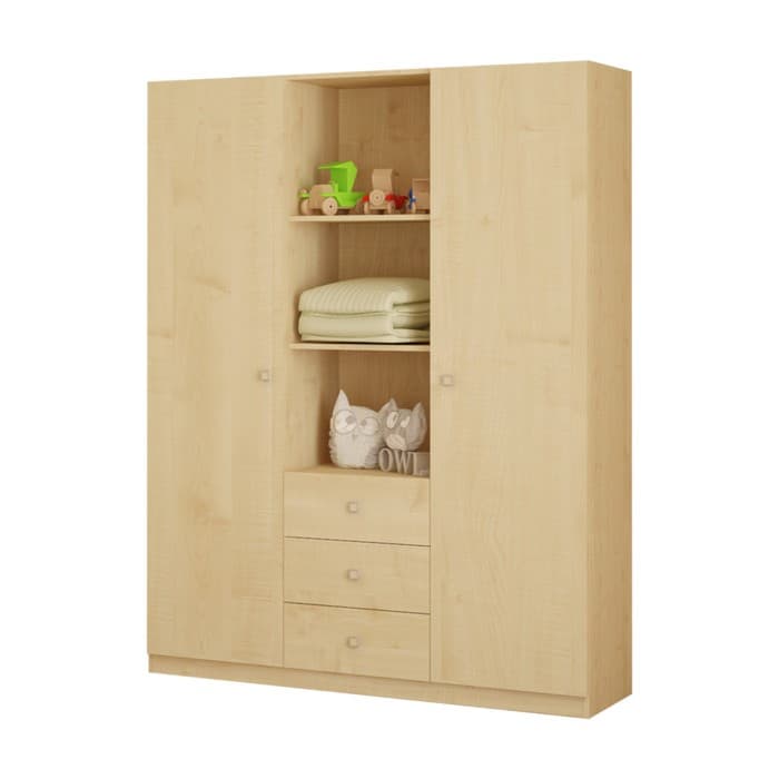 Шкаф прямой трёхстворчатый Polini kids Simple, 1350×520×1900 мм, цвет натуральный