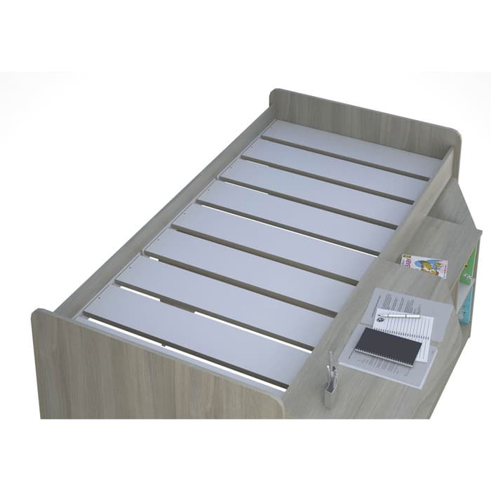 Кровать–чердак детская Polini kids Simple 4000, 1407×800×1952 мм, цвет вяз/белый