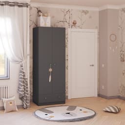 Шкаф прямой двухстворчатый Polini kids Simple, 1 ящик, 700×516×1900 мм, цвет серый