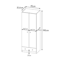 Шкаф прямой двухстворчатый Polini kids Simple, 1 ящик, 700×516×1900 мм, цвет серый