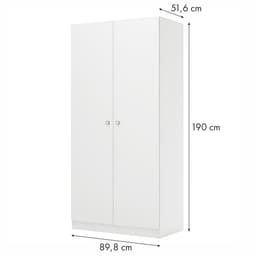 Шкаф прямой двухстворчатый Polini kids Simple, 898×500×1900 мм, цвет белый