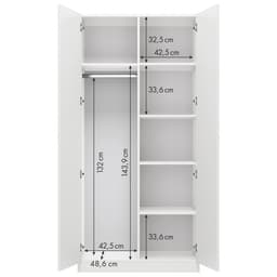 Шкаф прямой двухстворчатый Polini kids Simple, 898×500×1900 мм, цвет белый