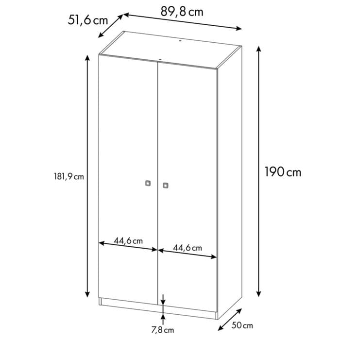 Шкаф прямой двухстворчатый Polini kids Simple, 898×500×1900 мм, цвет белый