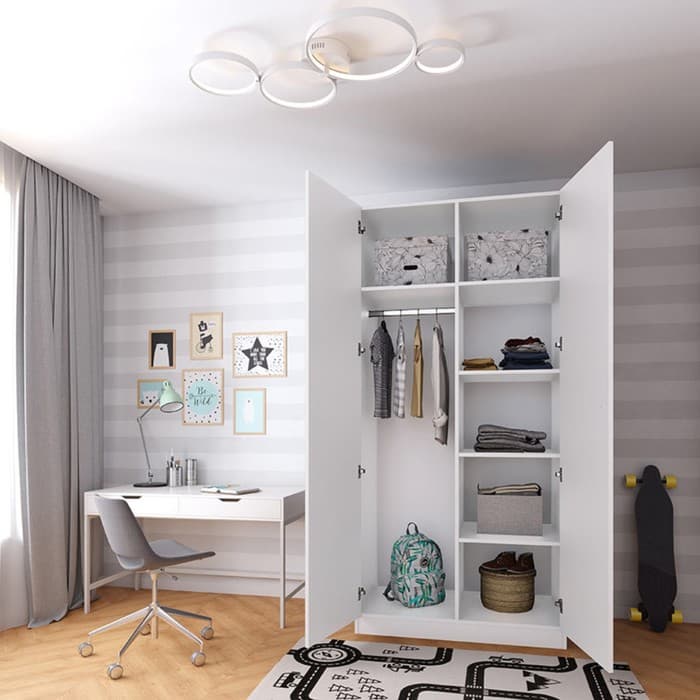 Шкаф прямой двухстворчатый Polini kids Simple, 898×500×1900 мм, цвет белый