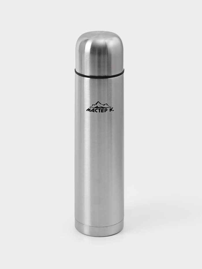 Термос гильза Мастер К, 1 л, с кружкой, сохраняет тепло 24 ч, нержавеющая сталь, цвет хром