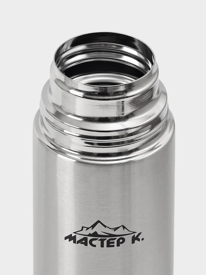 Термос гильза Мастер К, 1 л, с кружкой, сохраняет тепло 24 ч, нержавеющая сталь, цвет хром