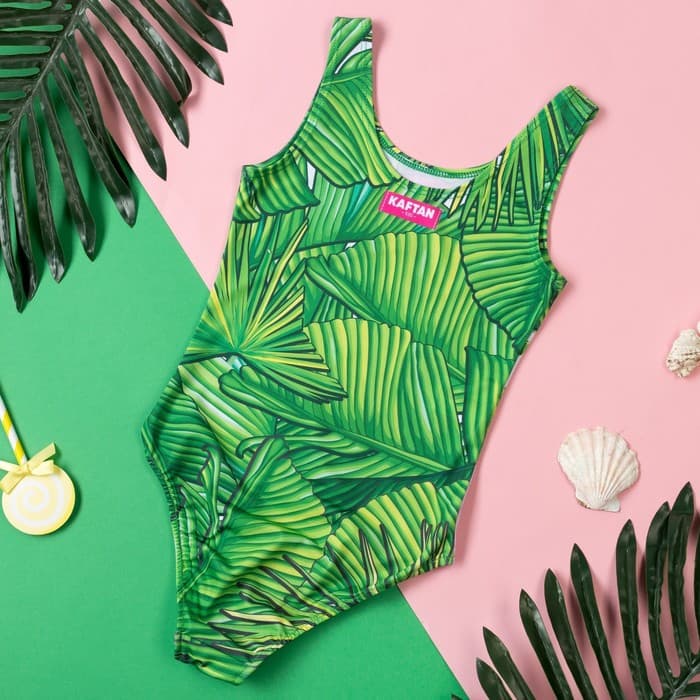 Купальник для девочки слитный KAFTAN: Tropical, зелёный, размер 30 (98-104 см)