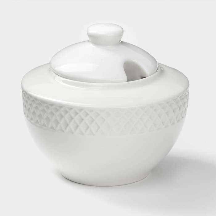 Сахарница с крышкой Wilmax «Юлия Высоцкая», 340 мл, фарфор, белая