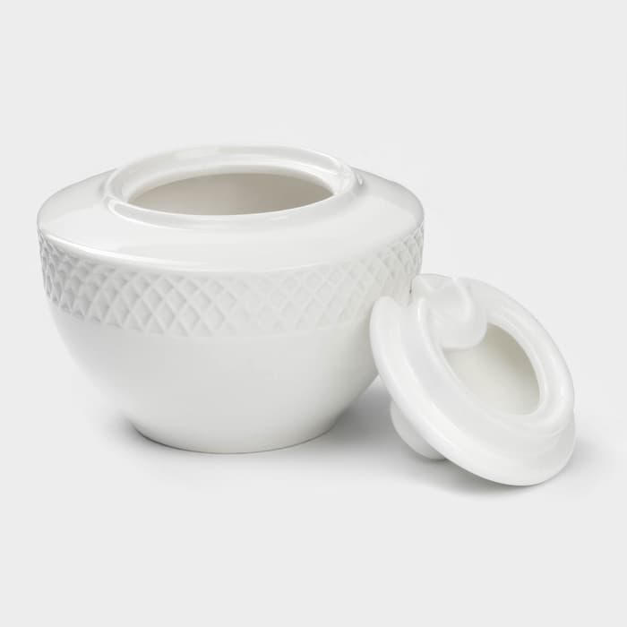 Сахарница с крышкой Wilmax «Юлия Высоцкая», 340 мл, фарфор, белая