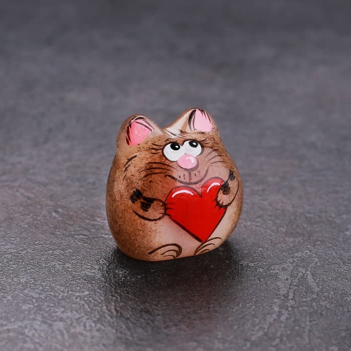 Фигурка «Котёнок Веня с сердечком», 3.5×3 см, селенит