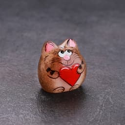 Фигурка «Котёнок Веня с сердечком», 3.5×3 см, селенит