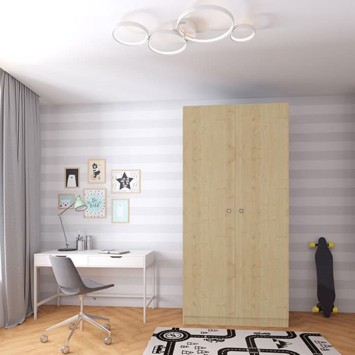 Шкаф прямой двухстворчатый Polini kids Simple, 898×500×1900 мм, цвет натуральный