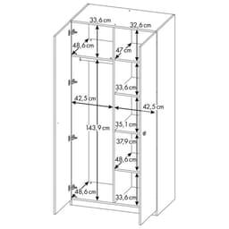 Шкаф прямой двухстворчатый Polini kids Simple, 898×500×1900 мм, цвет натуральный