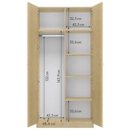 Шкаф прямой двухстворчатый Polini kids Simple, 898×500×1900 мм, цвет натуральный