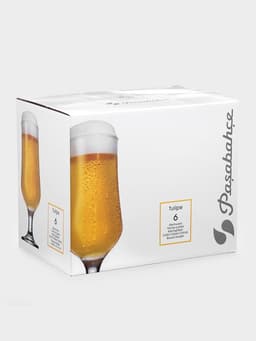 Пивные бокалы Paşabahçe Tulipe, 370 мл, набор 6 шт., стекло, прозрачные