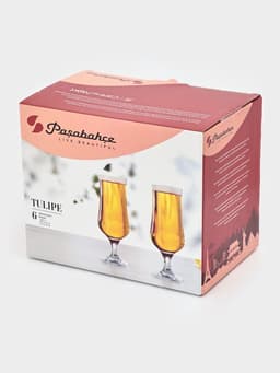 Пивные бокалы Paşabahçe Tulipe, 370 мл, набор 6 шт., стекло, прозрачные