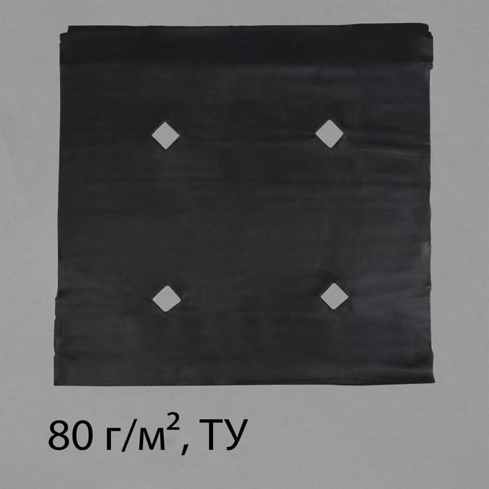 Материал мульчирующий, с перфорацией, 5×1.6 м, плотность 80 г/м², спанбонд с УФ-стабилизатором, 2 ряда перфорации, чёрный, Greengo, Эконом 30%