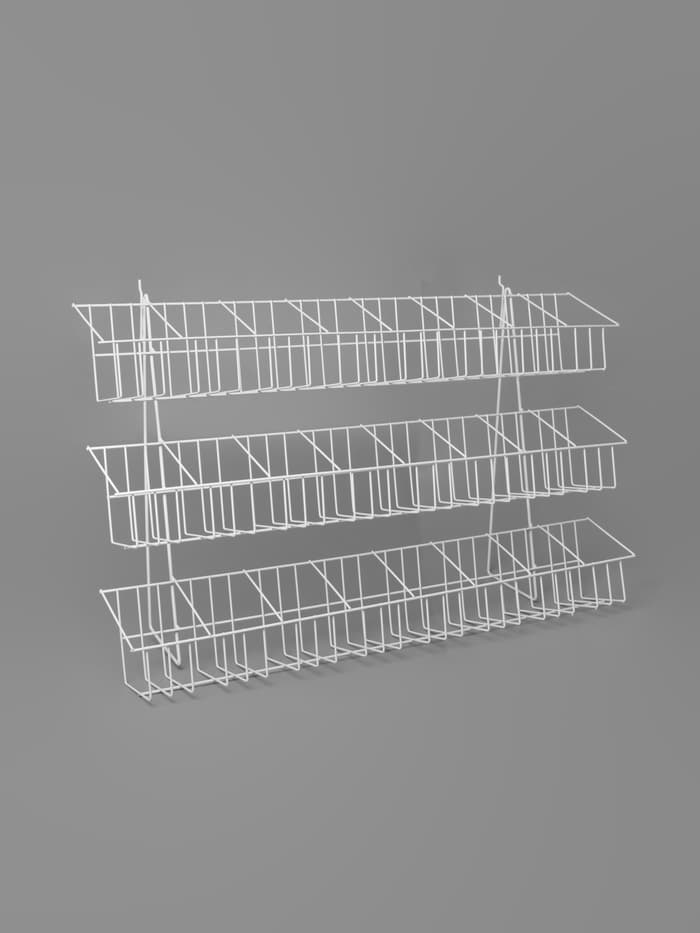 Стойка прикассовая 88.5×24×56 см, размер ячейки 12.5×12×13 см, белая