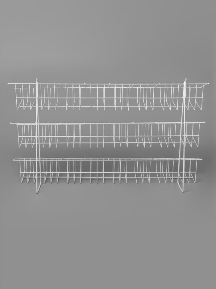 Стойка прикассовая 88.5×24×56 см, размер ячейки 12.5×12×13 см, белая