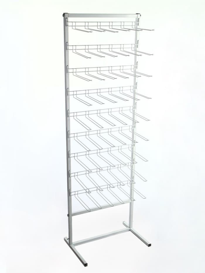 Стойка для семян 60×40×180 см, 9 ярусов с крючками L25 см, d=4 мм, белая