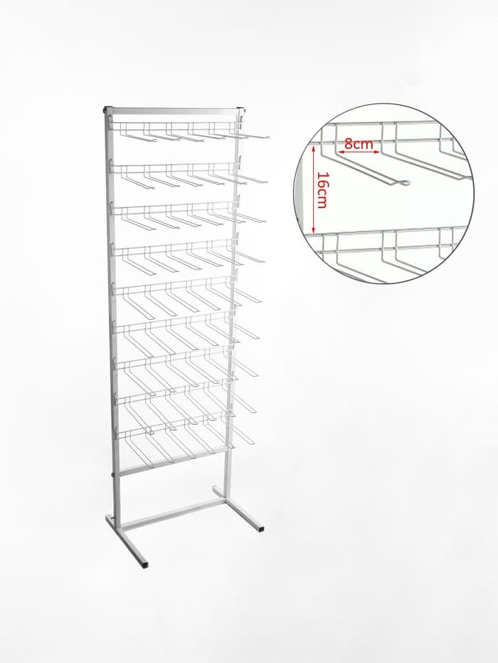 Стойка для семян 60×40×180 см, 9 ярусов с крючками L25 см, d=4 мм, белая