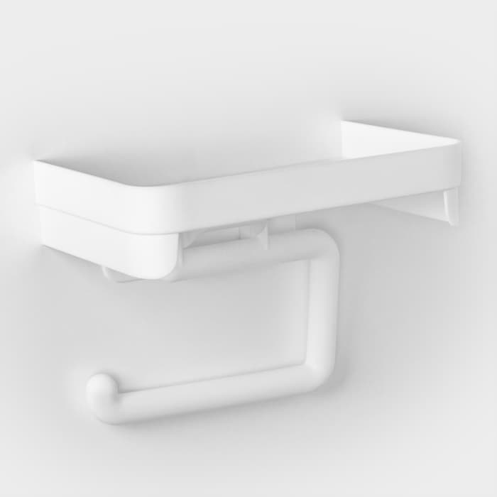 Держатель для туалетной бумаги с полочкой, белый