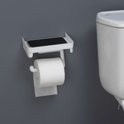 Держатель для туалетной бумаги с полочкой, белый