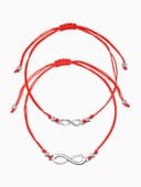 Браслет-оберег «Красная нить» In love мы с тобой связаны, набор 2 шт. цвет серебро, 5.5 см
