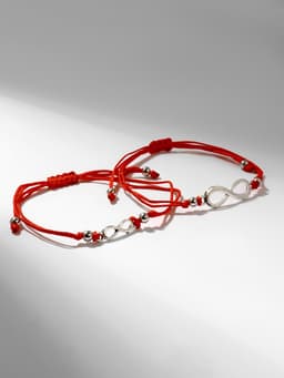 Браслет-оберег «Красная нить» In love мы с тобой связаны, набор 2 шт. цвет серебро, 5.5 см