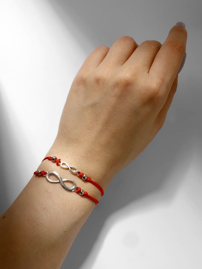 Браслет-оберег «Красная нить» In love мы с тобой связаны, набор 2 шт. цвет серебро, 5.5 см