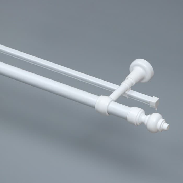 Карниз двухрядный, 140 см, d=28 мм, пластиковые крючки, белый