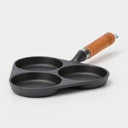 Сковорода-оладница, 37×19 см, деревянная ручка, чугун, чёрная