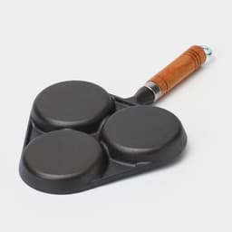 Сковорода-оладница, 37×19 см, деревянная ручка, чугун, чёрная