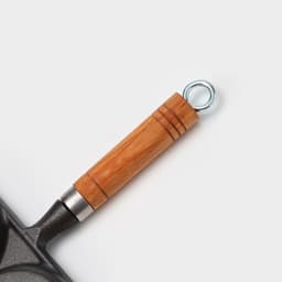 Сковорода-оладница, 37×19 см, деревянная ручка, чугун, чёрная