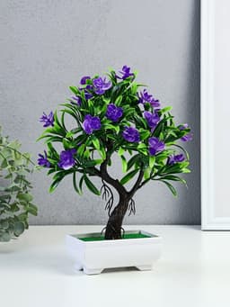 Бонсай искусственный в горшке «Деревце с тонкими листьями и цветами», 10×24 см, МИКС