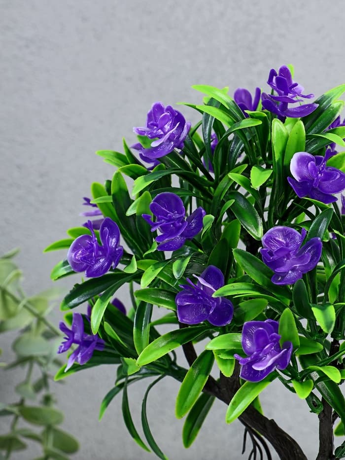 Бонсай искусственный в горшке «Деревце с тонкими листьями и цветами», 10×24 см, МИКС