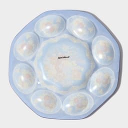 Подставка для яиц 8 ячеек Доляна «Русские мотивы», d=21 см, стекло, синяя