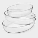 Формы для запекания Paşabahçe Borcam, 3 предмета: 1.5 л 18×26 см, 2.3 л 30×21 см, 3.2 л 35×25 см, жаропрочное стекло, прозрачные